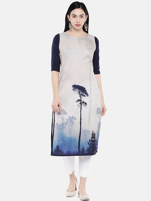 multi colored crepe straight kurta - 17611568 - Very Small Image - 1