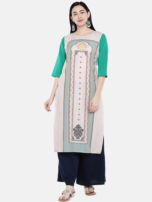 white crepe straight kurta - 17611573 - Very Small Image - 1