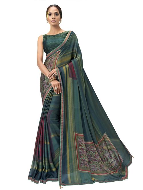floral printed saree with blouse - 17611807 - Very Small Image - 1