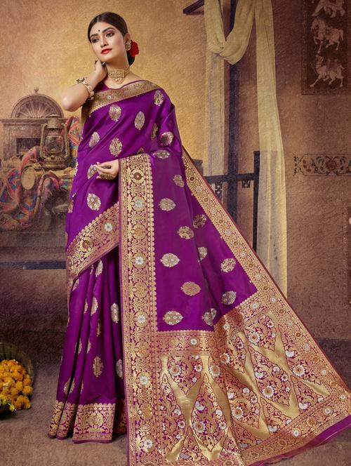 jacquard woven saree with blouse - 17611821 - Very Small Image - 1
