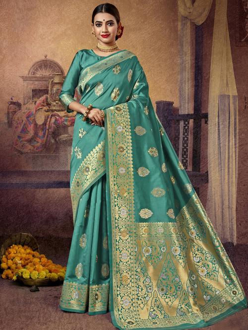 jacquard woven saree with blouse - 17611822 - Very Small Image - 1