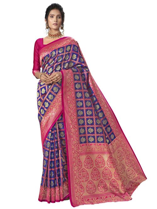 jacquard woven saree with blouse - 17611858 - Very Small Image - 1