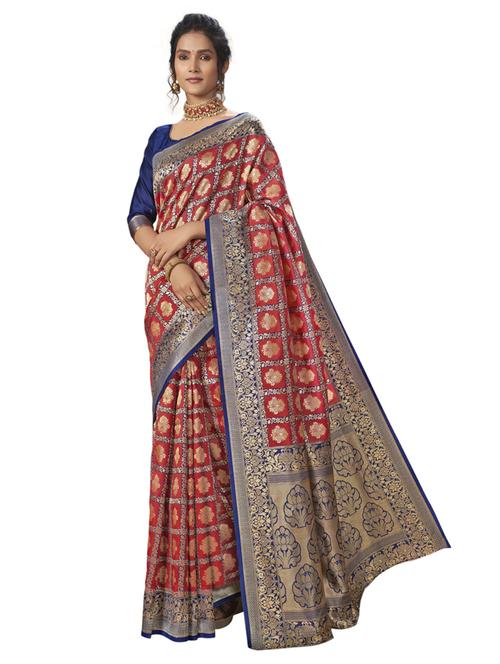 jacquard woven saree with blouse - 17611860 - Very Small Image - 1