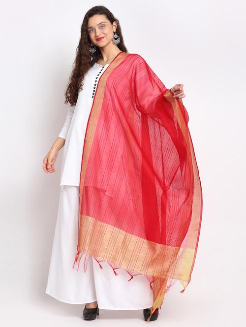 red chanderi dupatta - 17612731 - Very Small Image - 1