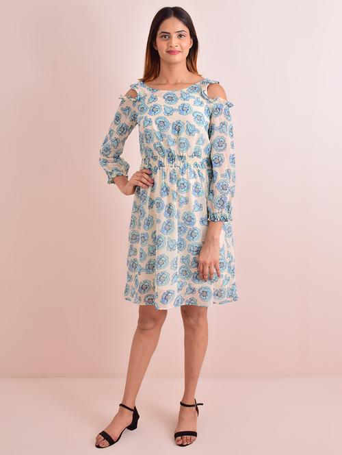 cold shoulder floral a-line dress - 17612775 - Very Small Image - 1