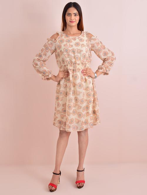 cold shoulder floral a-line dress - 17612776 - Very Small Image - 1