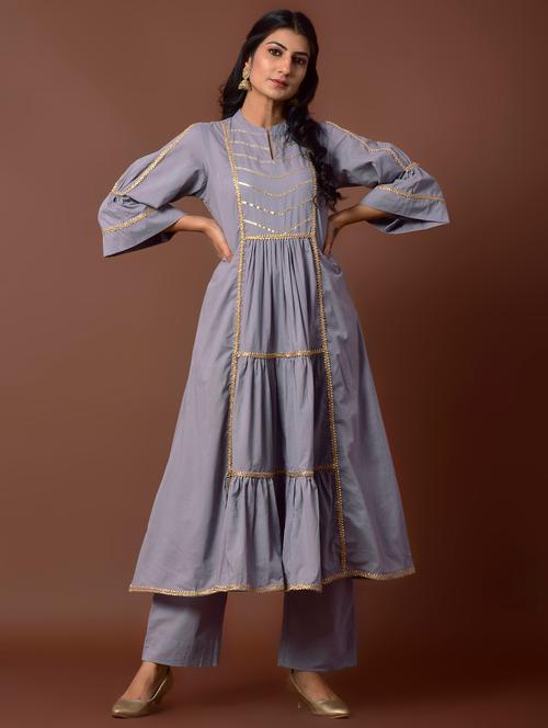 grey cotton suit set - 17613002 - Very Small Image - 1