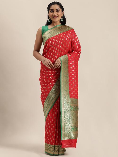 zari kanjivaram saree with blouse - 17613052 - Very Small Image - 1
