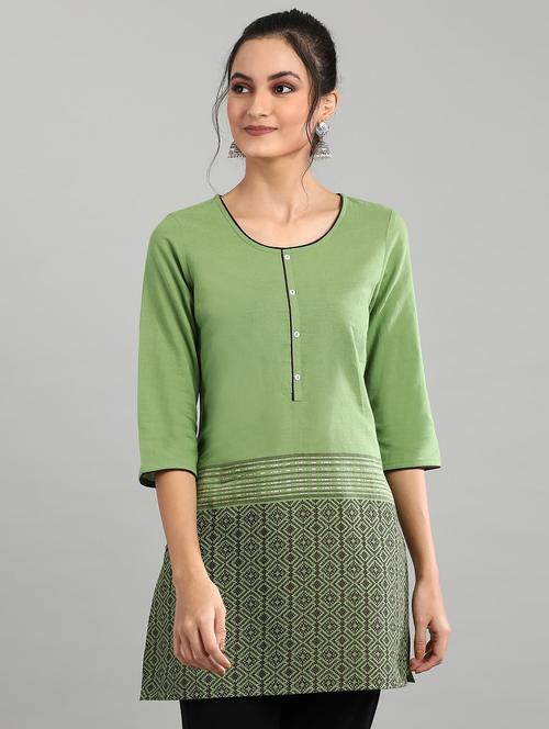 contrast piping straight kurti - 17613178 - Very Small Image - 1