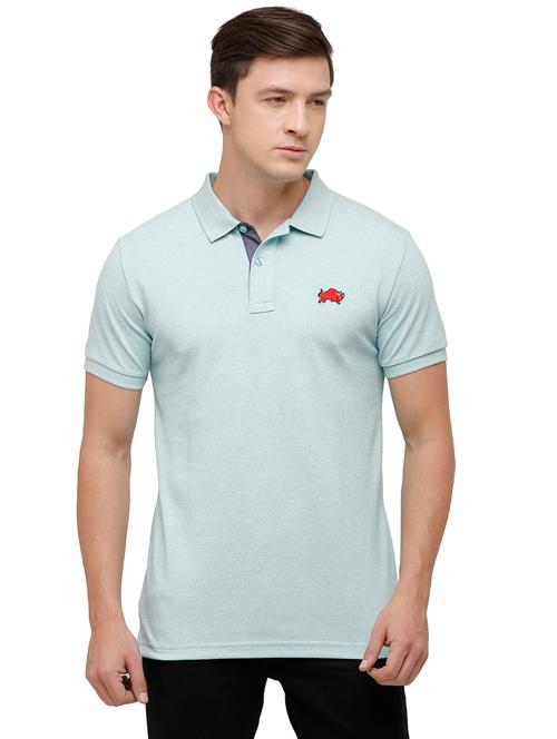 sea green solid polo t-shirt - 17613639 - Very Small Image - 1