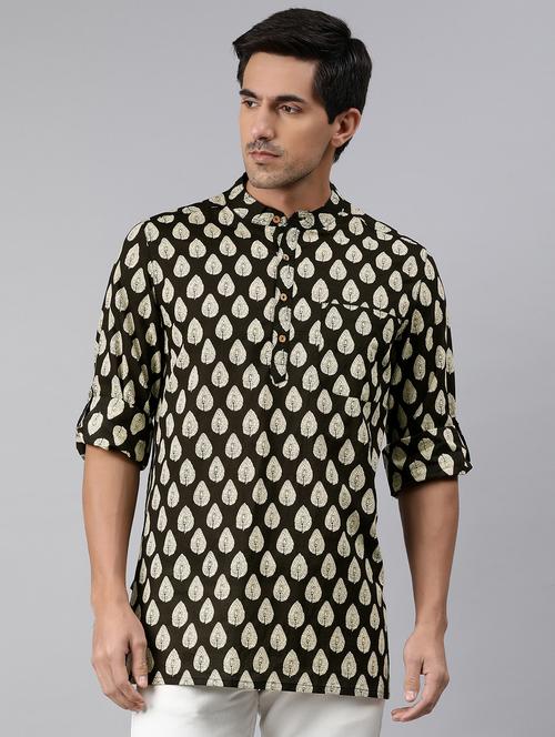 black printed short kurta - 17613689 - Very Small Image - 1
