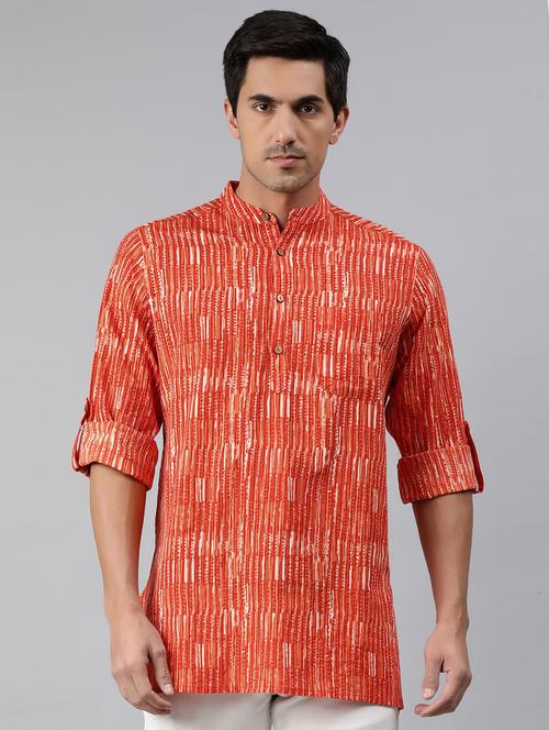 orange printed short kurta - 17613694 - Very Small Image - 1