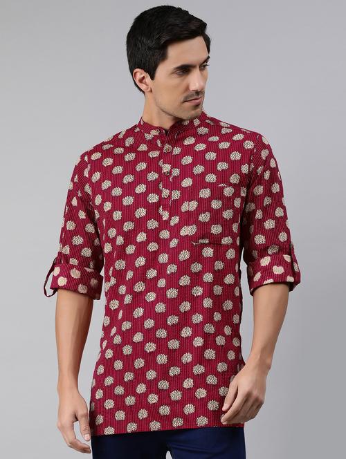 red printed short kurta - 17613702 - Very Small Image - 1