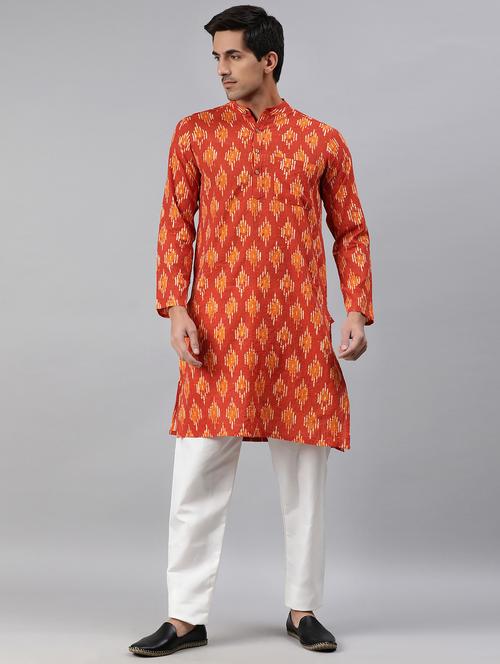 orange printed long kurta - 17613708 - Very Small Image - 1