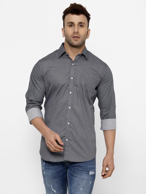 grey printed casual shirt - 17614787 - Very Small Image - 1