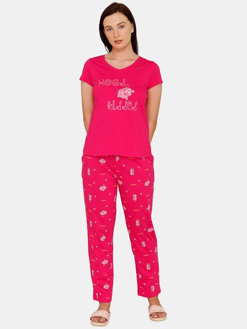 red cotton pyjama set nightwear - 17615741 - Very Small Image - 1