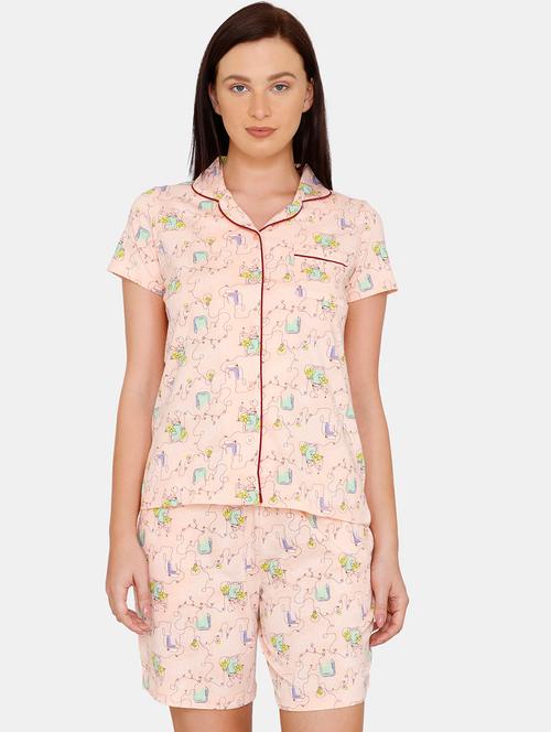 orange cotton shorts set nightwear - 17615745 - Very Small Image - 1