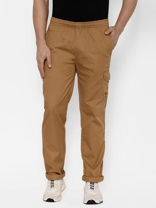 khaki solid cargo trouser - 17615809 - Very Small Image - 1