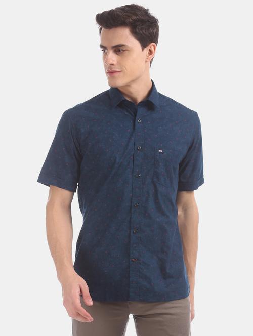 navy blue printed casual shirt - 17616096 - Very Small Image - 1