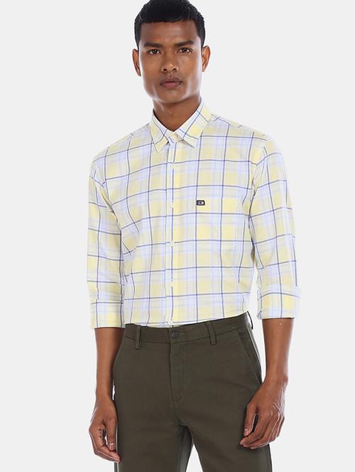 yellow checkered casual shirt - 17616194 - Very Small Image - 1