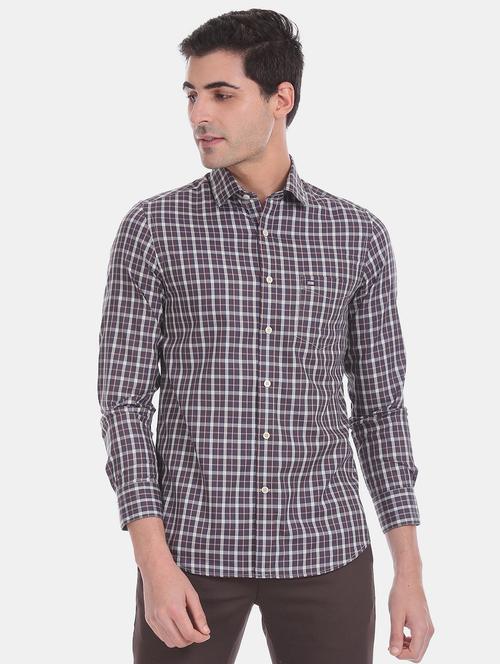 brown checkered casual shirt - 17616252 - Very Small Image - 1