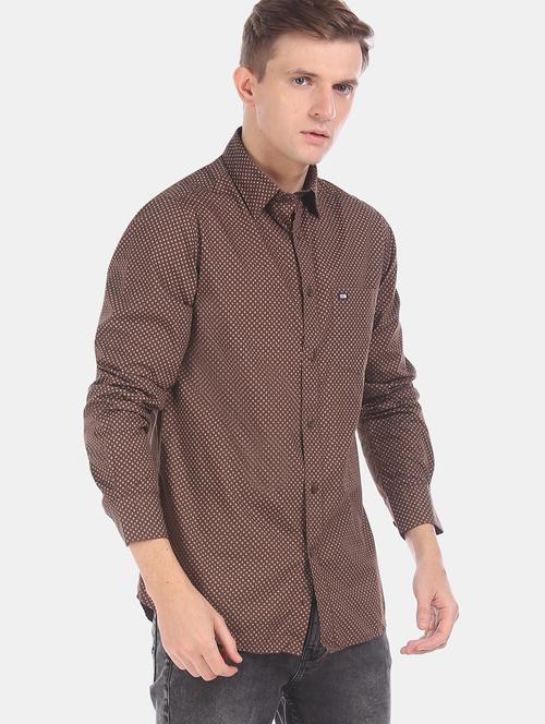 brown printed casual shirt - 17616900 - Very Small Image - 1