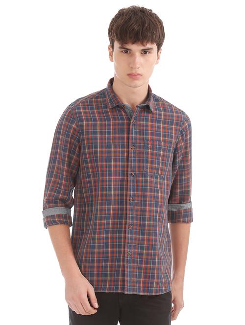 blue checkered casual shirt - 17617014 - Very Small Image - 1