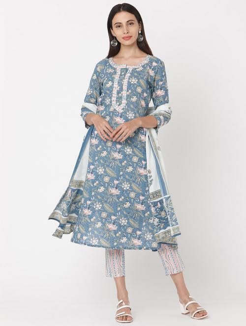 grey cotton suit set - 17617310 - Very Small Image - 1