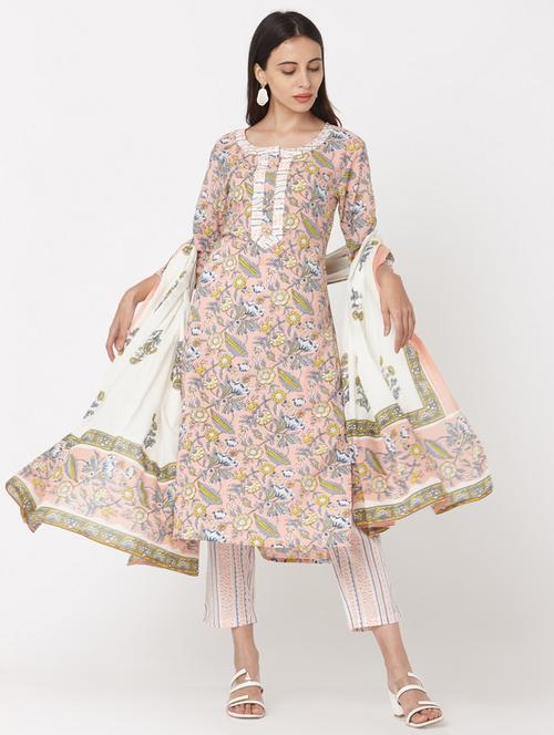 peach cotton suit set - 17617315 - Very Small Image - 1