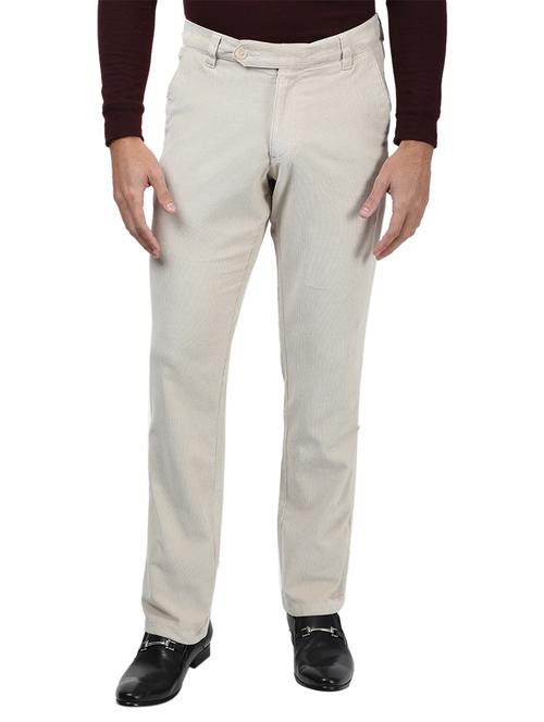 off white solid corduroy casual trouser - 17617426 - Very Small Image - 1