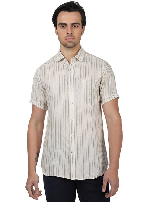 off white striped linen casual shirt - 17617512 - Very Small Image - 1