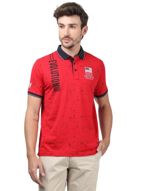red printed polo t-shirt - 17617555 - Very Small Image - 1