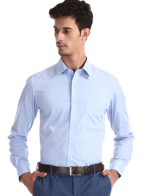 blue solid formal shirt - 17617712 - Very Small Image - 1