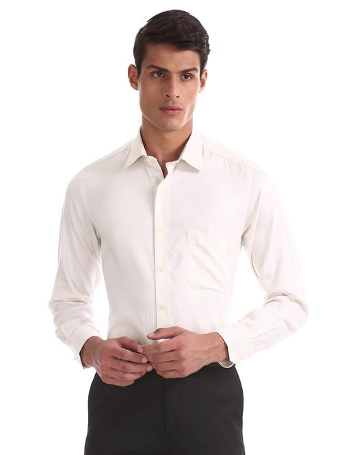 cream self design formal shirt - 17617723 - Very Small Image - 1