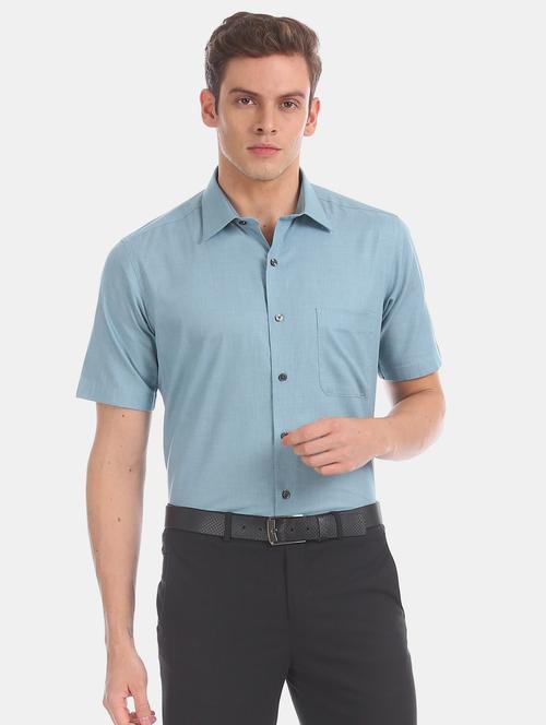 blue solid formal shirt - 17617914 - Very Small Image - 1