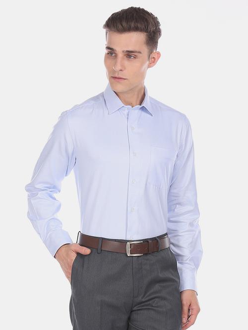 blue self design formal shirt - 17617934 - Very Small Image - 1