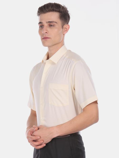 yellow solid formal shirt - 17618060 - Very Small Image - 1