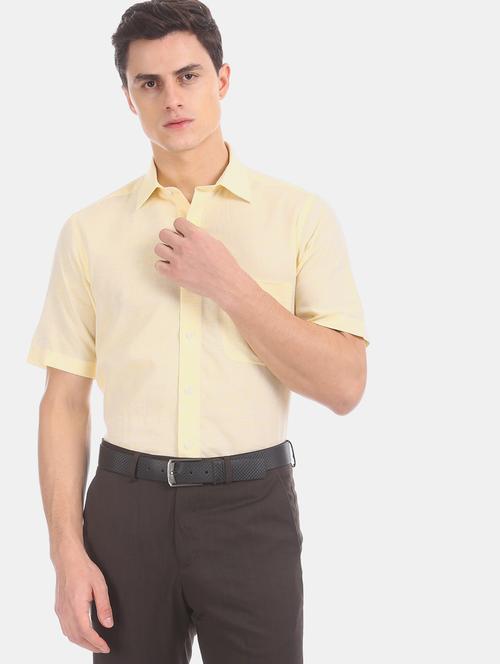 yellow solid formal shirt - 17618085 - Very Small Image - 1