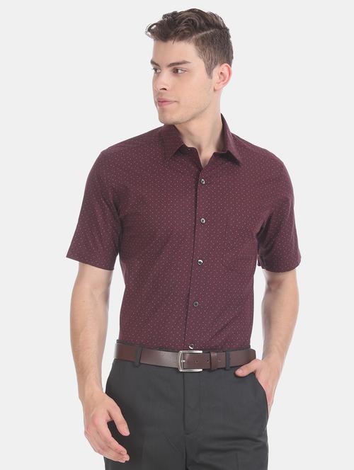 maroon printed formal shirt - 17618086 - Very Small Image - 1