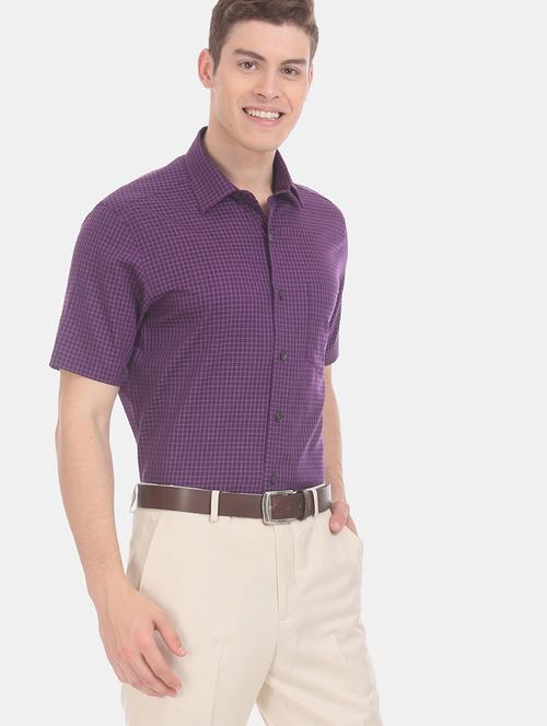 purple checkered formal shirt - 17618100 - Very Small Image - 1