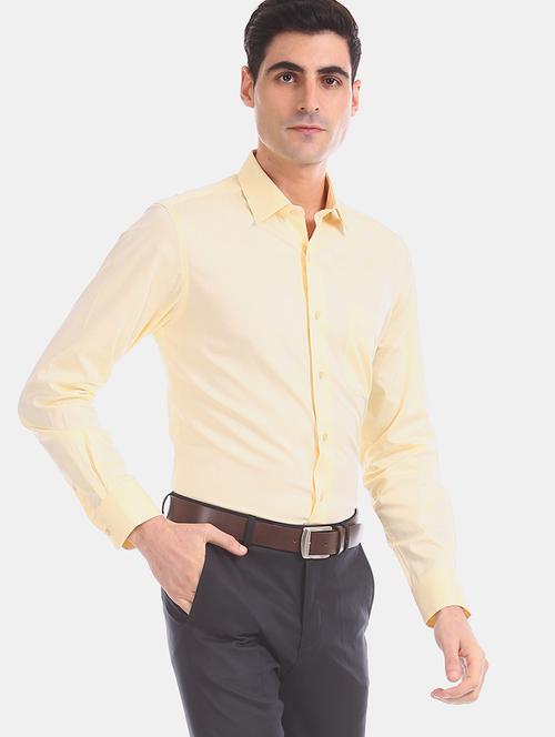 yellow solid formal shirt - 17618132 - Very Small Image - 1