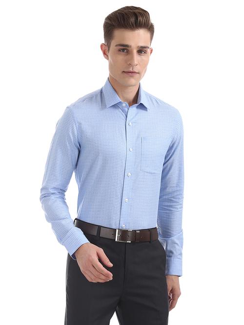 blue checkered formal shirt - 17618161 - Very Small Image - 1