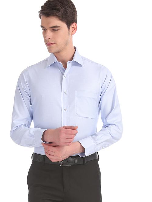 blue self design formal shirt - 17618175 - Very Small Image - 1