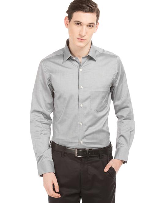 grey solid formal shirt - 17618201 - Very Small Image - 1