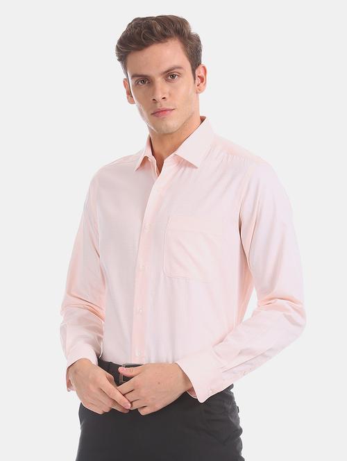 orange self design formal shirt - 17618220 - Very Small Image - 1