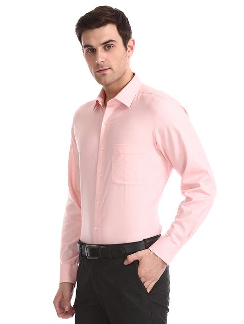 peach solid formal shirt - 17618282 - Very Small Image - 1