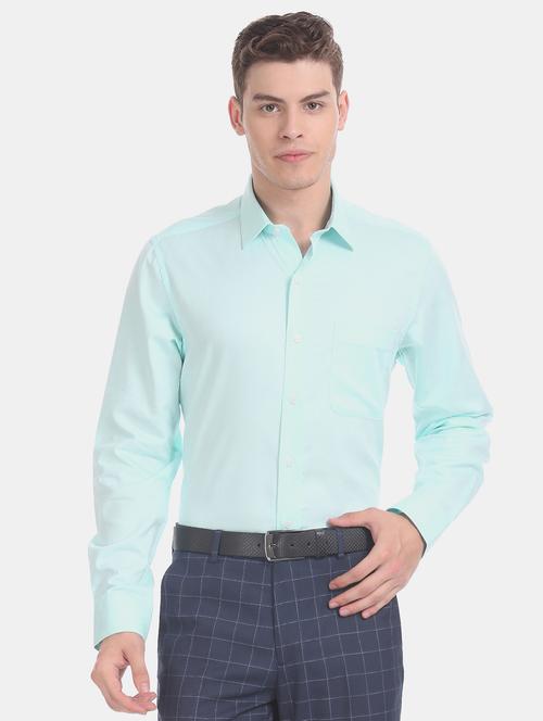 turquoise blue solid formal shirt - 17618341 - Very Small Image - 1