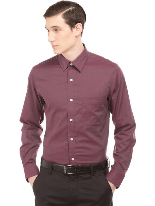maroon solid formal shirt - 17618585 - Very Small Image - 1