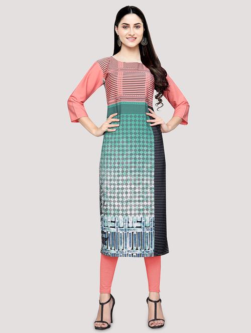 multi colored crepe straight kurta - 17618987 - Very Small Image - 1