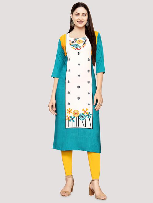 multi colored crepe straight kurta - 17618989 - Very Small Image - 1